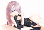  1girl chinese_clothes cleavage cleavage_cutout hair_over_one_eye little_witch_academia long_hair pink_hair solo sucy_manbabalan sucy_manbavaran thighhighs 