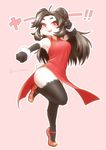  artist_request black_hair borrowed_charater chinese_clothes furry long_hair open_mouth panda red_eyes 