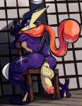 absurd_res amphibian anthro anus backsack balls big_balls big_penis blue_body blue_skin bodily_fluids butt darkluxia dripping feet foreskin generation_6_pokemon genital_fluids genitals greninja hi_res huge_penis humanoid_genitalia humanoid_penis long_tongue male membrane_(anatomy) nintendo nude penis perineum pokemon pokemon_(species) precum precum_drip presenting presenting_hindquarters pseudo_clothing pseudo_scarf red_eyes short_tail sitting_backwards solo tail toes tongue tongue_out tongue_scarf vein veiny_penis webbed_feet webbed_hands