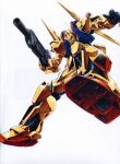  1990s_(style) aeug beam_rifle cable energy_gun glint gundam highres hyaku_shiki katoki_hajime machinery mecha mecha_focus mobile_suit no_humans official_art promotional_art radio_antenna retro_artstyle robot scan science_fiction traditional_media weapon zeta_gundam 
