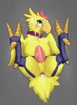  anus avian blue_eyes bow butt chocobo clothing collar cum_on_feathers eyelashes feathers final_fantasy gaping gaping_anus girly lingerie looking_up lying male on_back penis solo square_enix unknown_artist video_games yellow_feathers 