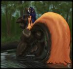 2025 anthro anus back_boob backsack balls bathing bedroom_eyes big_balls big_breasts big_butt big_tail biped black_anus black_balls black_body black_ears black_fur black_tail black_vulva blue_hair breasts brown_nose butt claws colored curvy_figure detailed detailed_background detailed_fur digital_media_(artwork) finger_claws fingers fluffy fluffy_tail forest fur genitals grass hair herm herm_anthro hi_res highlights_(coloring) huge_balls huge_breasts huge_tail humanoid_hands inner_ear_fluff intersex intersex_anthro long_hair looking_at_viewer looking_back looking_back_at_viewer mammal mephitid multicolored_body multicolored_fur multicolored_hair multicolored_tail narrowed_eyes nikkyvix niko_(nikkyvix) nude nude_herm orange_body orange_fur orange_tail partially_submerged plant plump_labia portrait pose presenting presenting_hindquarters pupils purple_eyes purple_hair raised_tail rear_view seductive shaded signature skunk sky smile snout solo standing standing_in_water tail tail_aside thick_tail three-quarter_portrait tree tuft two_tone_body two_tone_fur two_tone_tail voluptuous vulva water wet whiskers white_hair white_highlights wide_hips