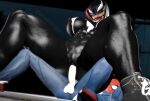 alien alien_humanoid anus atomicsopp_sfm big_breasts black_body breasts butt clothing dominant dominant_female duo female footwear genitals hi_res human humanoid logo male male/female mammal marvel monster muscular muscular_female night penetration penis peter_parker she-venom shoes sitting_on_another sneakers spider-man_(character) spider-man_(series) symbiote tight_fit tongue tongue_out vaginal vaginal_penetration venom_(marvel)