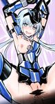  1boy 1girl blue_eyes blue_hair blush breasts cum cum_in_pussy frame_arms_girl nipples penis pussy ribimura sex small_breasts stylet vaginal 