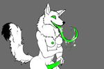  animal_genitalia animal_penis anthro areola breasts bubble canine canine_penis claws dickgirl drooling erection fangs fox fur green_eyes green_nipples green_penis green_tongue grey_background hi_res intersex long_tongue looking_at_viewer mammal navel nipples open_mouth penis precum saliva sharp_teeth simple_background solo teeth tongue tongue_out unknown_artist vix white_fur 