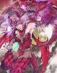  blue_eyes braid dragon dragon_girl dragon_horns dragon_tail fufuhol gem groin highres horns long_hair looking_at_viewer nail_polish pointy_ears purple_hair purple_nails scales solo tail tenkuu_no_crystalia tiara wings 