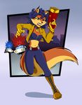  anthro breasts canine carmelita_fox cleavage clothed clothing female fox gun mammal ranged_weapon sly_cooper_(series) sofiespangenberg solo video_games weapon 