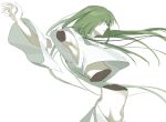 1other androgynous dismemberment enkidu_(fate) fate/grand_order fate_(series) fgolz7l green_eyes green_hair highres long_hair navel other_focus robe severed_arm severed_limb severed_torso simple_background solo upper_body very_long_hair white_background white_robe wide-eyed 