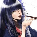  artist_request black_hair final_fantasy final_fantasy_xiv lips long_hair mole pipe tagme yotsuyu_(final_fantasy_xiv) 