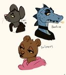  anthro bea_(nitw) bear bonenomy cigarette crocodilian eyeshadow female frown group looking_away lori_m._(nitw) makeup mammal mouse night_in_the_woods portrait reptile rodent scalie selmers_(nitw) smoking 