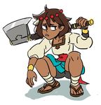  1girl ajna_(indivisible) axe dark_skin indivisible mariel_cartwright short_hair solo weapon 