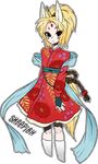  animal_humanoid anime anthro blonde_hair canine clothing deity female fox fox_humanoid hair humanoid japanese japanese_clothing kimono mammal pale sheepish solo 