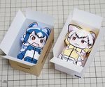  amazon_(company) box brand_name_imitation cardboard_box common_raccoon_(kemono_friends) fedex fennec_(kemono_friends) kemono_friends papercraft 