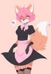  2017 anthro canine clothed clothing collar cosplay crossdressing fox girly hair legwear maid_uniform male mammal simple_background stockings uniform 