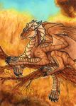  ambiguous_gender day dragon feral horn membranous_wings outside samantha-dragon solo spines traditional_media_(artwork) wings 
