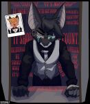  2025 5_fingers angry anthro balthy_(suitedwolfie) bandage bandaged_arm bared_teeth bat bent_over big_ears black_bow_tie black_clothing black_shirt black_topwear bodily_fluids bow_tie button_(fastener) cain_(suitedwolfie) canid canine cheek_tuft claws clothing collared_shirt complaining crossed_out crying dialogue digital_drawing_(artwork) digital_media_(artwork) dipstick_ears door ear_markings ear_piercing ears_up english_text eyebrow_through_hair eyebrows eyelashes eyewear facial_tuft fangs fingers fist fox glasses gold_button_(fastener) gold_glasses hair hand_on_desk head_tuft hi_res humanoid_hands humor looking_at_mirror looking_at_object looking_at_viewer maid_uniform male mammal markings mirror mole_(marking) multicolored_ears neck_tuft necktie open_mouth piercing pink_eyes pink_inner_ear polaroid_photo red_fox red_text shaking shirt snout solo standing suit suitedwolfie tears teeth text topwear translucent translucent_hair true_fox tuft uniform upset watermark whining white_clothing white_necktie white_suit x_eyes 