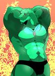  abs anthro big_muscles crocodile crocodilian dog_tags green_skin hi_res kokuhane looking_at_viewer male manly muscular musculat_male paul_webster pose reptile scalie solo tattoo 