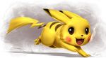  2017 ambiguous_gender black_fur black_nose brown_eyes brown_fur digital_media_(artwork) feral fur grey_background lightning mykegreywolf nintendo open_mouth pikachu pok&eacute;mon red_fur simple_background solo video_games yellow_fur 