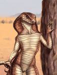  2017 claws cobra dirtyfox911911 female nude outside pink_eyes pussy reptile scalie shira_(dirtyfox911911) snake standing tree 