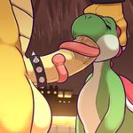  2017 anthro balls beige_penis belly big_penis bowser bracelet claws cock_ring dinosaur erection eyes_closed fellatio forced forced_oral green_skin hand_on_head huge_penis humanoid_penis jewelry komponi koopa long_penis long_tongue male male/male mario_bros multicolored_skin nintendo nude open_mouth oral oral_penetration penetration penis pink_tongue pose reptile scalie sex shell side_view simple_background snout standing sucking tan_balls tan_skin thick_penis tongue tongue_out turtle two_tone_skin vein veiny_penis video_games white_skin yellow_skin yoshi 