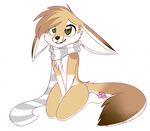  ambiguous_gender anthro canine fennec fox fur mammal scarf simple_background smile solo tan_fur taykoe white_background 