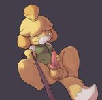  animal_crossing animal_genitalia animal_penis anthro balls canine canine_penis clothed clothing erection first_person_view isabelle_(animal_crossing) knot leash male mammal nintendo penis slightly_chubby solo somnamg submissive submissive_pov video_games 