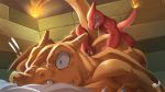  ! 2018 ambiguous_gender ambiguous_penetration anthro ass_up bed blue_eyes bna_v5 charizard charmeleon duo from_behind_position front_view hi_res inside lying male male/ambiguous nintendo nude on_bed on_front orange_scales orange_skin penetration pok&eacute;mon pok&eacute;mon_(species) red_scales red_skin scales sex signature size_difference small_dom_big_sub surprise surprise_sex sweat video_games wide_eyed 