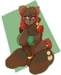  2017 anthro arnachy bear big_breasts black_nose breasts clothing dofus female hi_res kneeling mammal navel nipple_bulge open_mouth panda pandawa slightly_chubby solo wakfu yellow_eyes 