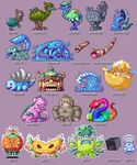  blue-tongued_lizard didgeridoo egg emu eyes_closed gecko goanna lizard no_humans open_mouth original paul_robertson pixel_art pokemon pokemon_(creature) robot snake sydney_opera_house waving whale 