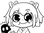  2girls :3 ^^^ a-q_(madoka_magica) chibi closed_mouth commentary_request dimple dot_nose greyscale hair_ribbon happy japanese_clothes kaname_madoka kaname_madoka_(haregi_ver.) kimono lineart looking_at_viewer mahou_shoujo_madoka_magica mahou_shoujo_madoka_magica_magia_exedra monochrome multiple_girls namae_(magia_exedra) o_o official_alternate_costume official_artist_extra papa_(shimeguru) ribbon short_hair short_twintails simple_background smile solid_oval_eyes surprised twintails upper_body white_background 