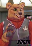  badge bear_paw black_nose brown_bear brown_fur ero_jasper_(artist) fur green_eyes kodiak_bear mammal open_mouth paws star_trek star_trek_tng teeth ursid ursine 