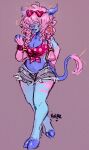 2025 anthro belly bottomwear bovid bovine cattle clothing crop_top denim denim_bottomwear denim_clothing denim_shorts digital_drawing_(artwork) digital_media_(artwork) ear_piercing ear_tag english_description eyewear facial_piercing female fur glasses hair hair_over_eyes hand_on_hip heart_glasses hi_res hooved_toes hooves horn hotpants humanoid_hands kolae long_hair mammal nose_piercing nose_ring piercing pink_hair purple_body purple_fur purple_tongue ring_piercing shirt shorts sketch solo tail thin_tail tongue tongue_out topwear
