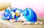  bed blue_fur blue_hair canine chana eirsa fox fur hair mammal miles_prower multi_tail orange_fur sleeping sonic_(series) white_fur 