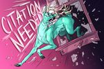  antlers autodefenestration black_nose blue_body blue_fur broken_glass deer defenestration feral fur glass hooves horn male mammal open_mouth reaction_image solo teeth tl;dr_(character) tongue unavailable_at_source victoria_ranowiecki window 