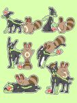  :< animal applin cat closed_eyes closed_mouth commentary_request green_background h1na3 highres multiple_views no_humans outline pokemon pokemon_(creature) sentret simple_background sitting solid_oval_eyes white_outline zygarde zygarde_(10) 