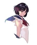  arms_at_sides bishoujo_senshi_sailor_moon black_choker bow bowtie brooch choker circlet elbow_gloves gloves jewelry looking_at_viewer magical_girl parted_lips purple_eyes purple_hair purple_sailor_collar red_bow red_lips red_neckwear sailor_collar sailor_saturn sailor_senshi_uniform shirt short_hair simple_background sleeveless sleeveless_shirt solo standing star star_choker takssmask tiara tomoe_hotaru upper_body white_background white_shirt 