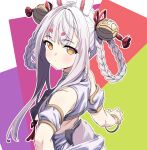  1girl absurdres animal_ears azur_lane bell braid braided_hair_rings closed_mouth commentary_request hair_bell hair_ornament hair_rings highres looking_at_viewer paid_reward_available rabbit_ears rabbit_girl rabbit_tail shimakaze_(azur_lane) solo sphere_hair_ornament tail twin_braids umyonge_(lkakeu) yellow_eyes 