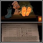  2026 3_toes absurd_res anthro avian barefoot bib bird blarf022 blush boots boots_removed chef_hat chica_(fnaf) chicken classic_chica_(fnaf) clothing embarrassed english_text fazbear_and_friends feet feet_up female five_nights_at_freddy's foot_focus foot_on_table footwear furniture galliform hat headgear headwear hi_res humanoid_feet musk phasianid plantigrade scottgames shoes shoes_removed smelly smelly_feet smelly_shoes soles solo table text toes 