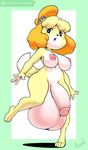  2017 4_toes absurd_res animal_crossing anthro argento balls barefoot big_balls breasts canine dickgirl dog flaccid hair hi_res huge_balls humanoid_penis hyper hyper_balls hyper_penis intersex isabelle_(animal_crossing) mammal nintendo nipples nude open_mouth penis shih_tzu small_breasts solo toes video_games 