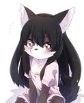  1girl black_hair dog female furry long_hair red_eyes smile solo yuuki_(yuyuki000) 