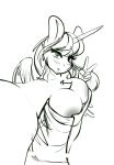  anthro anthrofied areola big_breasts breasts chest_tuft cleavage clothed clothing darkhazard equine female friendship_is_magic hair hi_res horn long_hair looking_at_viewer mammal monochrome my_little_pony princess_luna_(mlp) selfie simple_background sketch solo tuft v_sign winged_unicorn wings 