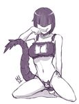  1girl breasts capcom cat_cutout cat_ear_panties cat_keyhole_bra cat_lingerie cleavage gore_magala hair_over_eyes monster_hunter nintendo personification short_hair tail underwear 