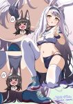  >_< 2girls absurdres animal_ear_fluff animal_ears ass azur_lane black_hair black_hairband black_panties blue_buruma blue_shoes breasts brown_eyes buruma cameltoe censored chibi chibi_inset crossed_arms embarrassed fox_ears fox_girl gym_uniform hairband hand_on_own_chest highleg highleg_panties highres long_hair looking_at_viewer midriff multiple_girls multiple_views nagato_(azur_lane) nagato_(great_fox's_respite)_(azur_lane) novelty_censor on_one_knee open_mouth panties rabbit_ears rabbit_girl rabbit_tail shimakaze_(azur_lane) shirt shoes short_sleeves small_breasts spoken_blush squatting tail thighhighs thighs umyonge_(lkakeu) underwear v very_long_hair white_hair white_shirt white_thighhighs wristband 