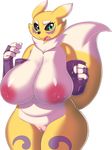  alpha_channel anthro areola big_breasts breasts digimon erect_nipples fabianoferreira female huge_breasts nipples nude pussy renamon solo 