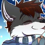  blush brown_hair canine fur grey_fur hair icon joe katsuke male mammal species: white_fur wolf 