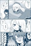  4koma atago_(kantai_collection) blush comic commentary_request kantai_collection long_hair long_sleeves migu_(migmig) military military_uniform monochrome multiple_girls short_hair so_moe_i'm_gonna_die! takao_(kantai_collection) translated uniform younger 