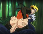  2boys age_difference anal ass ass_grab blonde_hair forest gnin hand_on_ass hatake_kakashi male_focus mask multiple_boys naruto nature penetration penis sex silver_hair straddling student teacher testicles tree undressing uzumaki_naruto wince yaoi 
