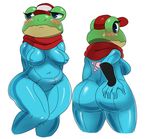  2014 amphibian anthro better_version_at_source big_butt blush breasts butt clothed clothing crossgender crossover digital_media_(artwork) eyelashes female frown half-closed_eyes hand_on_butt hat headgear looking_at_viewer looking_away looking_back looking_down metroid navel nintendo scarf slightly_chubby slippy_toad solo sssonic2 standing star_fox suit sweat toad video_games wide_hips zero_suit 
