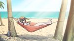  ayano_aishi beach bikini blood blood_stain buried coconut commentary day drinking_straw feet fruit_cup hammock hands hat kjech ocean official_art outdoors palm_tree relaxed shovel straw_hat sunglasses swimsuit toes tree yandere_simulator 