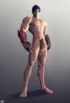  1boy 3d abs barefoot erection feet full_body gloves gnin looking_at_viewer muscle nipples nude penis pubic_hair solo source_filmmaker tekken testicles toes 
